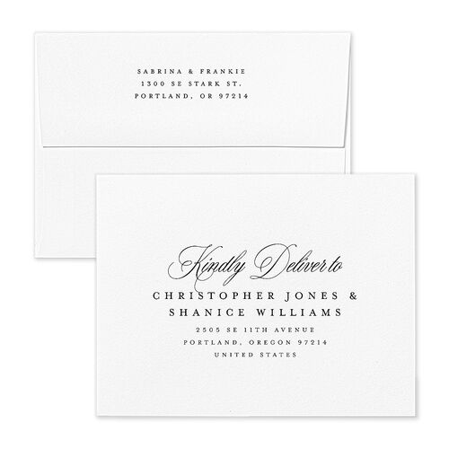 Modern Classic Picture Portrait Thank You Card Envelopes White Pure White Both Recipient and Return Addresses Signature Standard