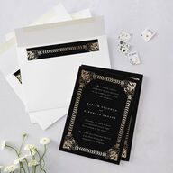 Medieval Elegance Wedding Invitations Gold Midnight Signature Blank No Standard