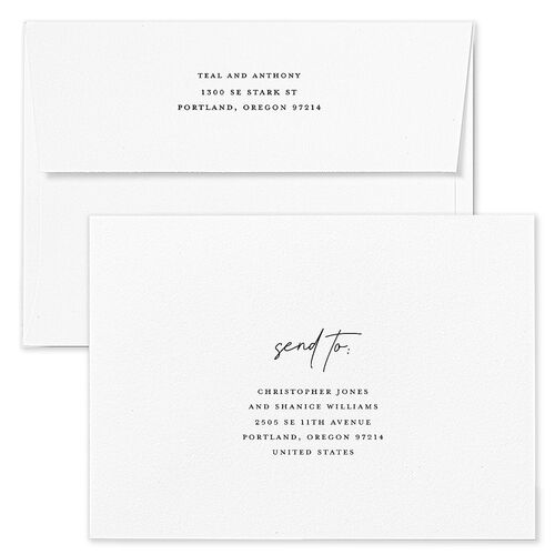 Our Date Photo Wedding Invitation Envelopes White Licorice Both Recipient and Return Addresses Standard Signature