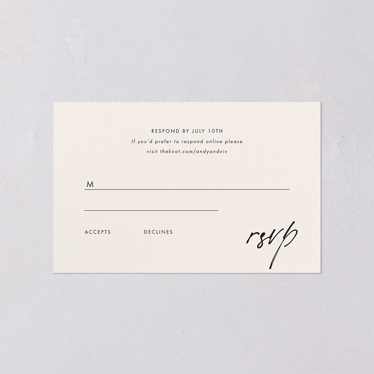 Simply Script All-in-One Wedding Invitations Linen Signature Light Both Recipient and Return Addresses No