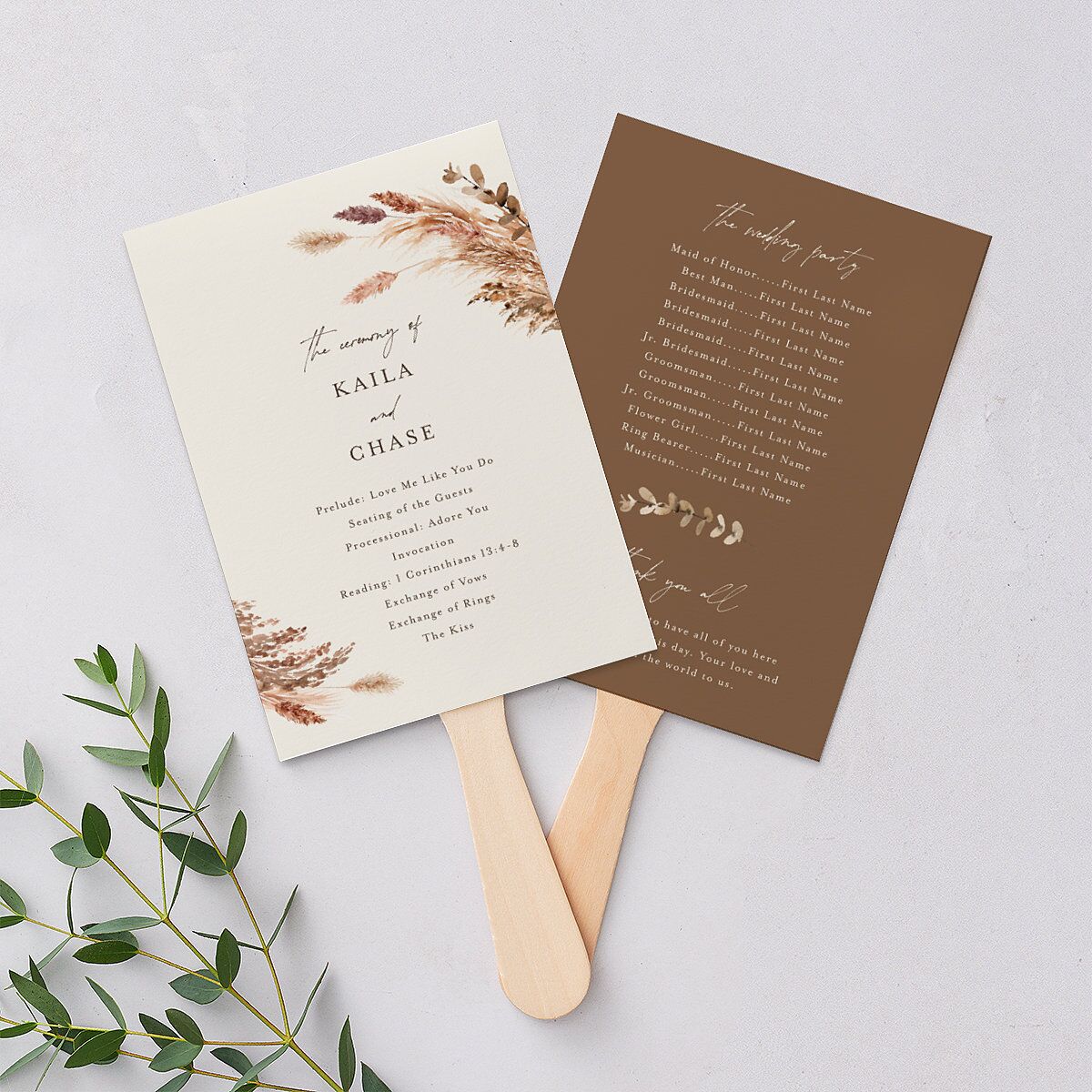 Soft Pampas Botanical Fan Programs Sepia Signature Standard