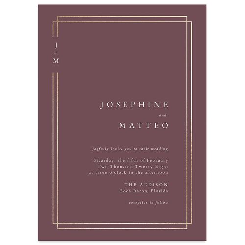 Double Frame Wedding Invitations Gold Eggplant Signature Blank No Standard