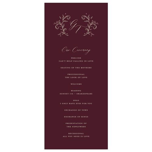 Dark Vintage Fantasy Wedding Programs Merlot Signature