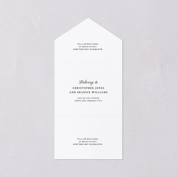 Hand Drawn Vintage Locket All-in-One Wedding Invitations Linen Signature Light Both Recipient and Return Addresses No