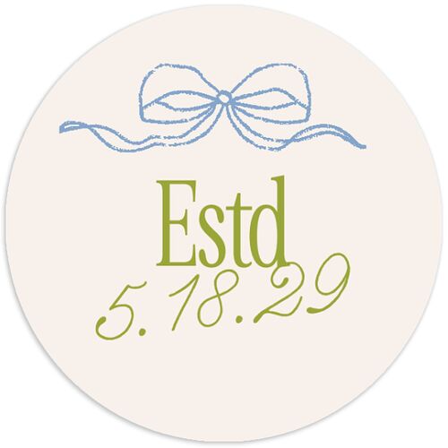 Modern Delicate Bows Wedding Stickers Peridot Circle