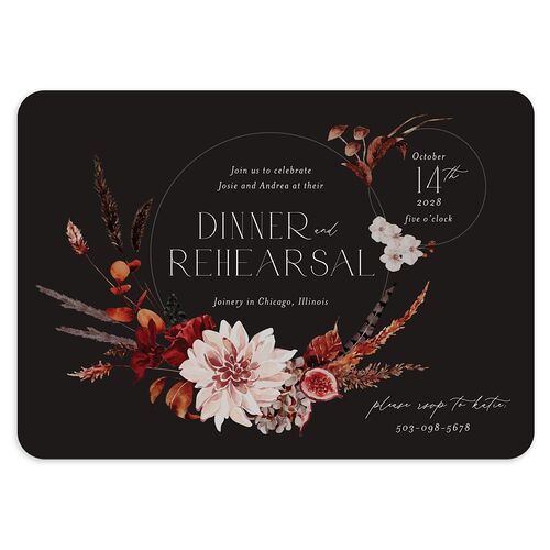 Eclectic Adornment Rehearsal Dinner Invitations Midnight Signature Blank Rounded