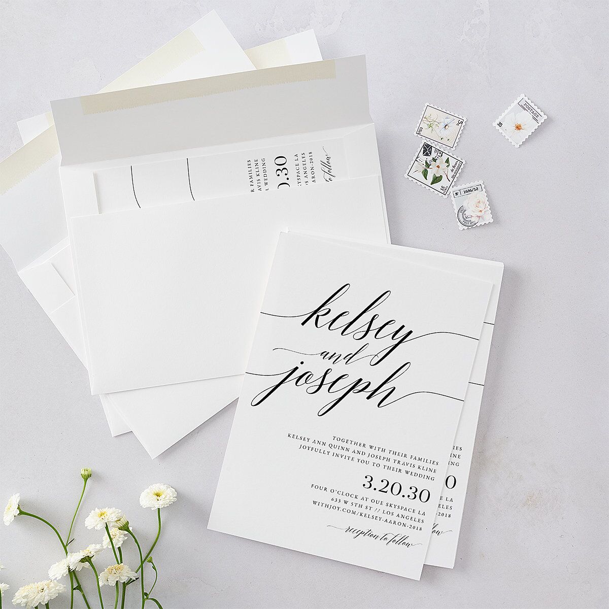 Painted Minimal Wedding Invitations Midnight Signature Blank No Standard