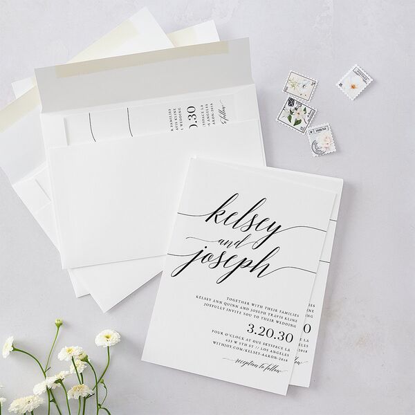 Painted Minimal Wedding Invitations Midnight Signature Blank No Standard