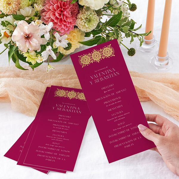 Hacienda Elegante Wedding Programs Gold Raspberry Signature