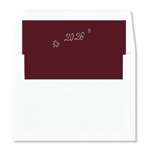 Hand Drawn Starry Christmas Photo Envelope Liners Burgundy Standard