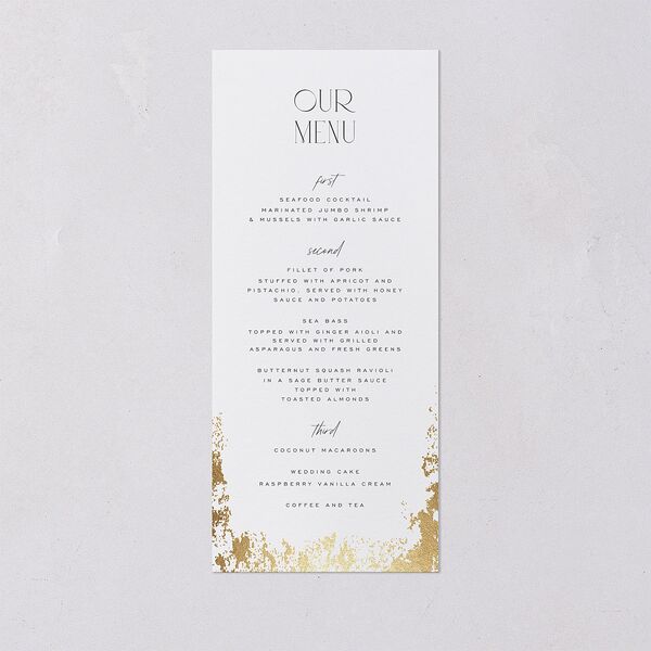 Metallic Edge Menus Gold Pure White Signature