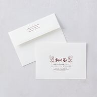 Gothic Medieval Arch Wedding Invitation Envelopes White Burgundy Both Recipient and Return Addresses Standard Signature