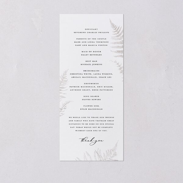Woodsy Ferns Wedding Program Scottish Green Signature