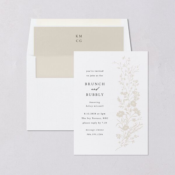 Gilded Wildflower Bridal Shower Invitations Pure White Signature Blank