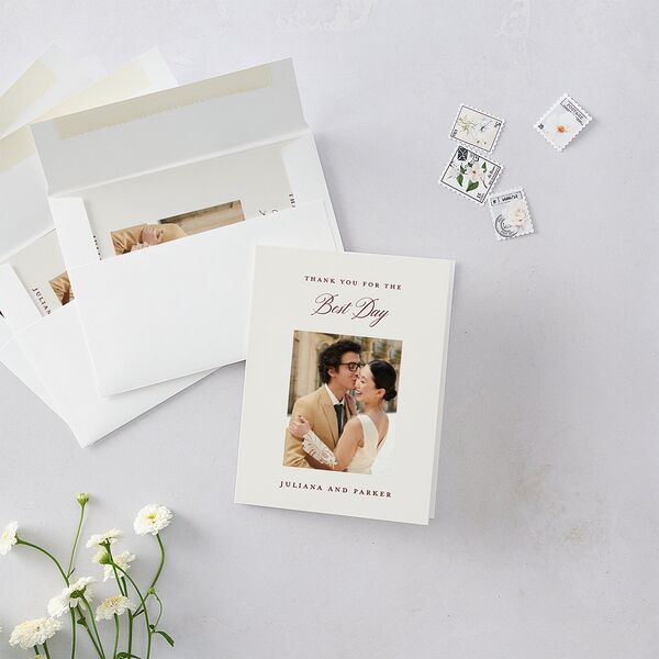 Very Married Christmas Photo Gallery Thank You Cards Burgundy