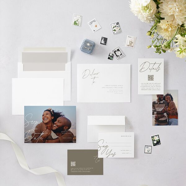 Corner Date Save the Date Cards Pure White Signature smooth Blank No Standard