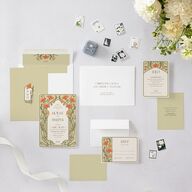 Vintage Nouveau Floral Wedding Invitations Pear Signature Blank No Standard