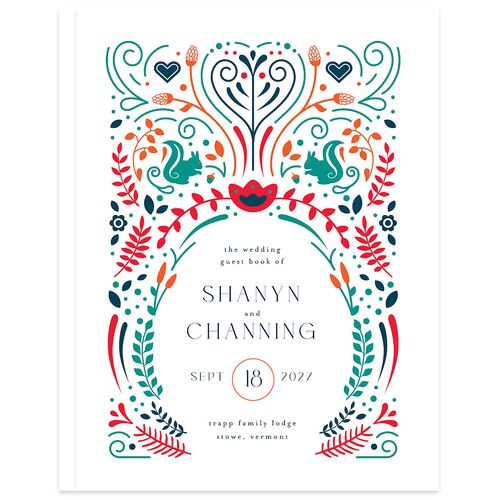Nordic Folk Wedding Guest Book Crimson
