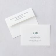 Elegant Nouveau Save The Date Card Envelopes White Dark Emerald Both Recipient and Return Addresses Signature Standard