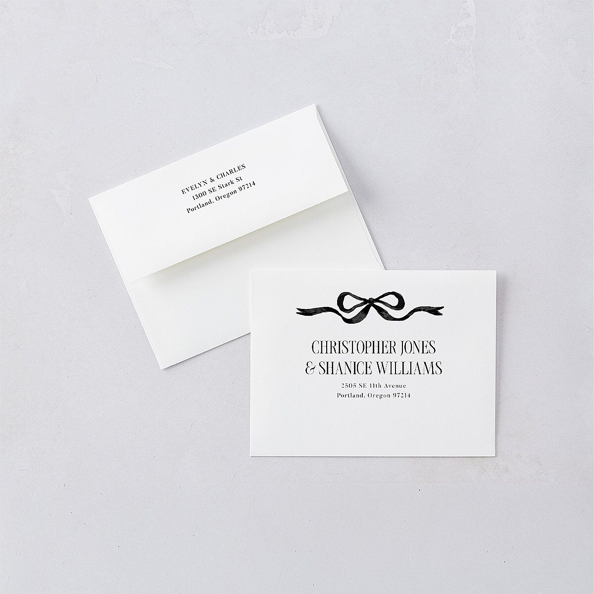 Whimsical Hand Drawn Bow Save the Date Petite Cards Linen Signature smooth Blank No Standard