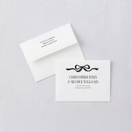 Whimsical Hand Drawn Bow Save the Date Petite Cards Linen Signature smooth Blank No Standard