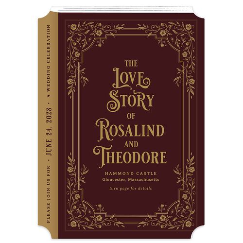 Vintage Storybook Wedding Invitations Merlot Signature Blank No Ticket