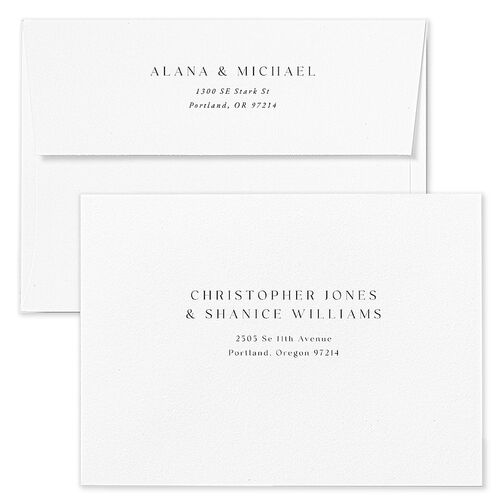 Landscape Gallery Wedding Invitation Envelopes White Pale Blue Both Recipient and Return Addresses Standard Signature