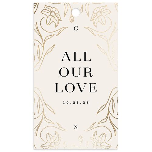 Floral Opulence Foil Favor Gift Tags Gold Champagne Signature