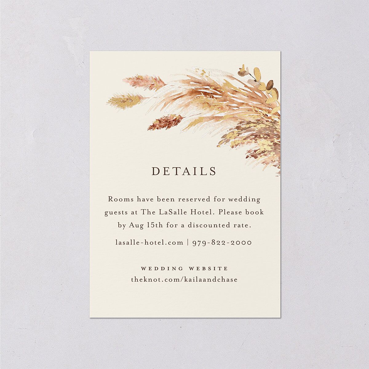 Soft Pampas Foil Wedding Enclosure Cards — view 1