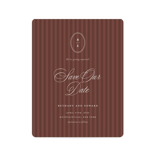 Vintage Oval Monogram Save The Date Magnets Merlot Magnet Paper