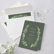 Greenery Laurel Foil Wedding Invitations Thyme Gold Signature Blank No Standard