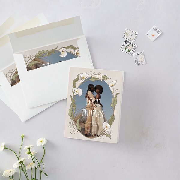 Calla Lily Nouveau Photo Thank You Cards Champagne