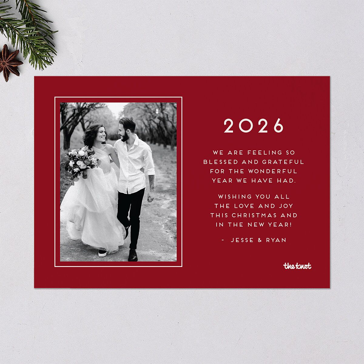 Three Wishes Holiday Cards Gold Ruby Signature Blank Standard Landscape
