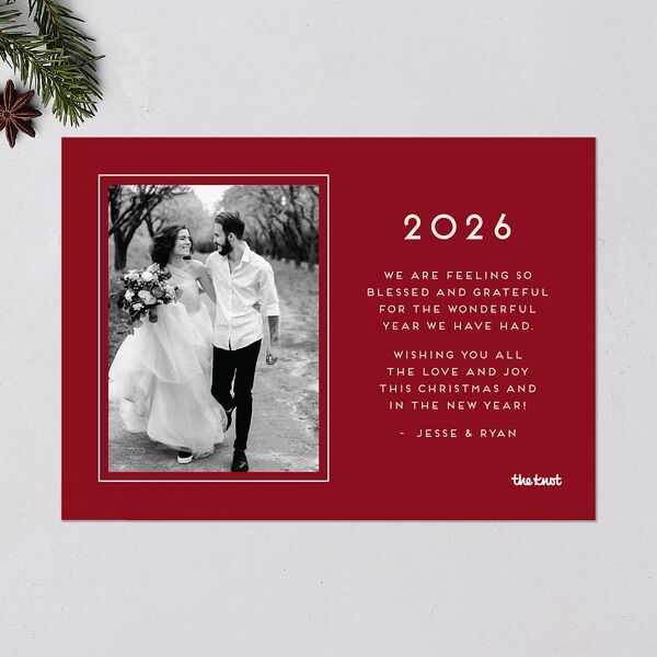 Three Wishes Holiday Cards Gold Ruby Signature Blank Standard Landscape