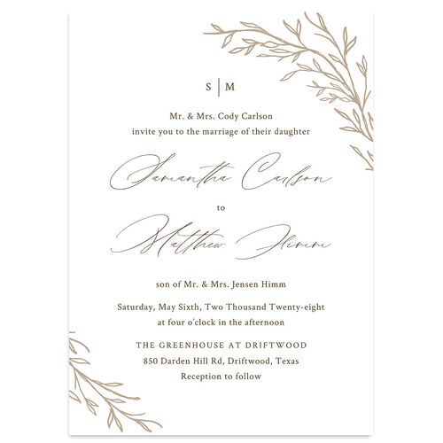Rustic Branches Wedding Invitations Biscotti Signature Blank No Standard