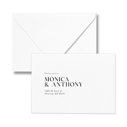 Simple Editorial Photo Response Card Euro Envelopes Pure White White Return Address Luxe
