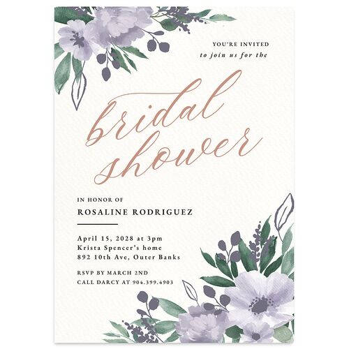 Exquisite Garden Bridal Shower Invitations Boysenberry Signature Blank Standard