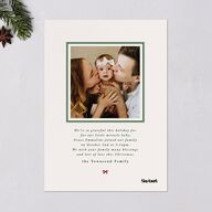 Christmas Bow Pattern Holiday Cards Jewel Red Signature Blank Standard Portrait