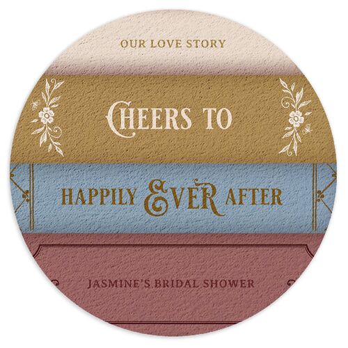 New Chapter Vintage Storybook Bridal Shower Wedding Day Coasters Linen Cardboard Circle