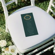 Glamorous Crown Monogram Crest Wedding Programs by Bridgerton Gold Deep Lake Signature
