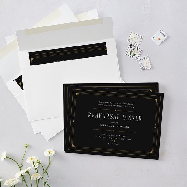 Old Hollywood Glam Rehearsal Dinner Invitations Charcoal Signature Blank Standard