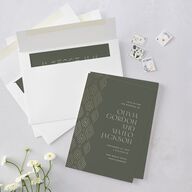 Boho Texture Wedding Invitations Gold Deep Olive Signature Blank No