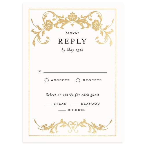 Romantic Vintage Luxury Foil Wedding Response Cards Gold Licorice Signature Standard