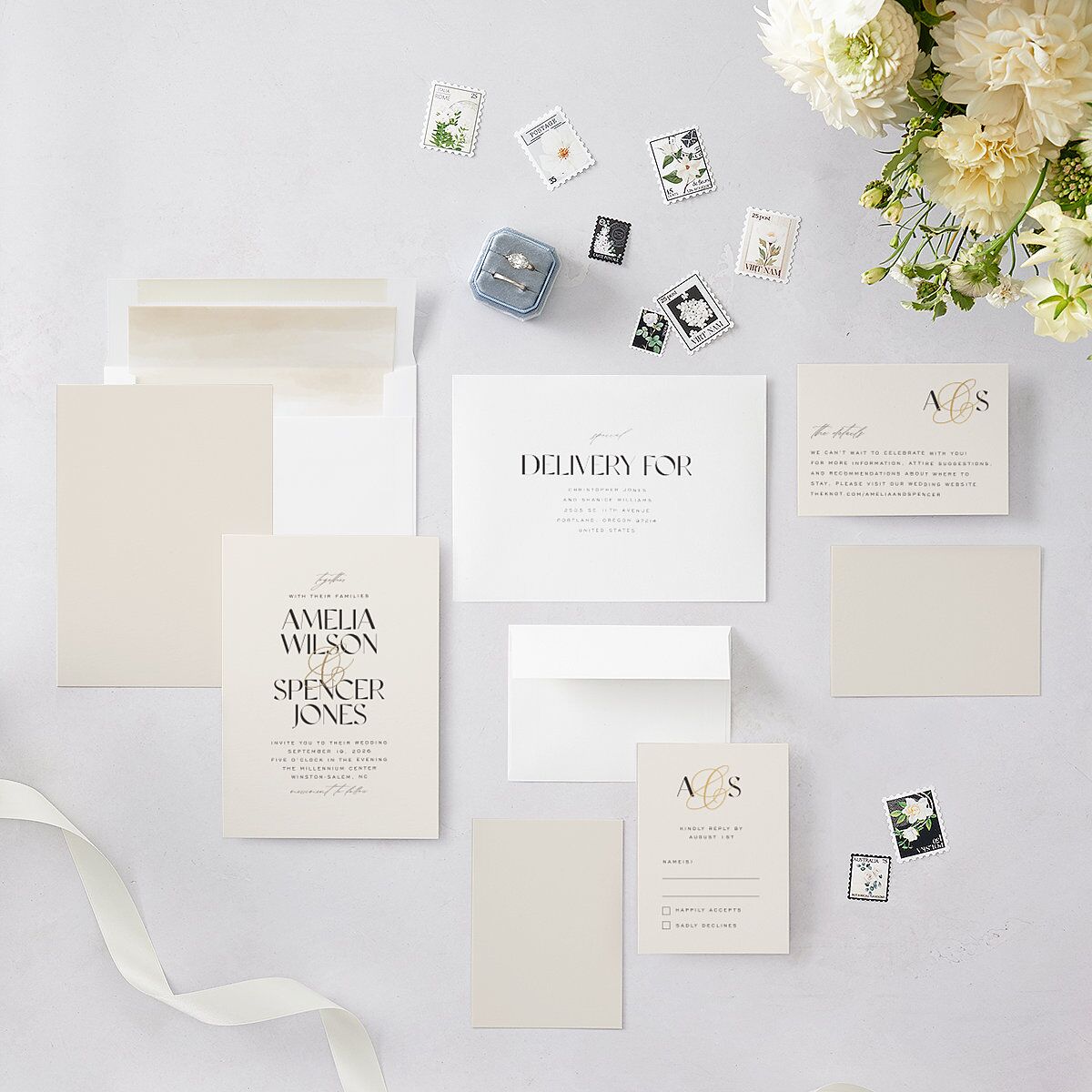 Together Wedding Invitations Gold Champagne Signature Blank No Standard