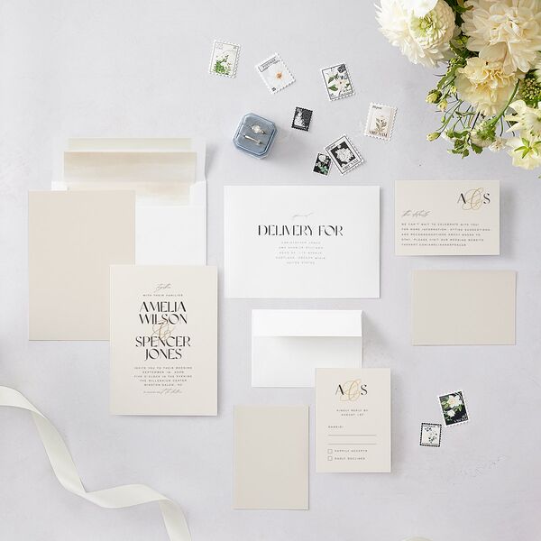 Together Wedding Invitations Gold Champagne Signature Blank No Standard