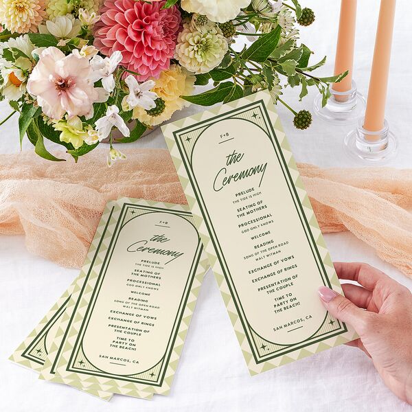 Retro Tropical Destination Wedding Programs Pear Signature