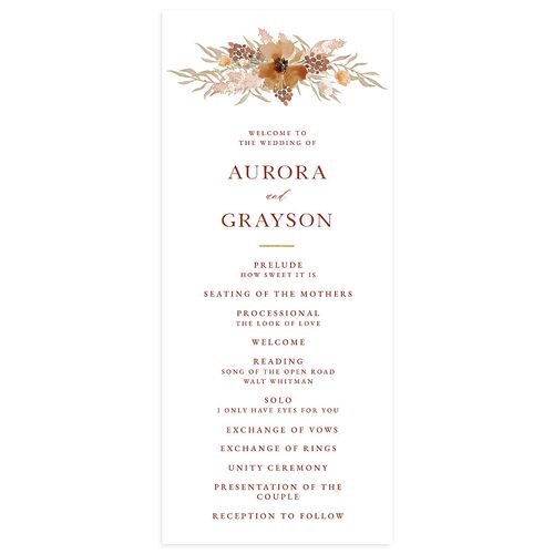 Bohemian Arch Foil Wedding Programs Gold Rust Signature