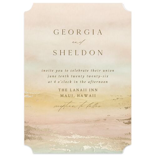 Ethereal Sunset Wedding Invitations Gold Daffodil Signature Blank No Ticket