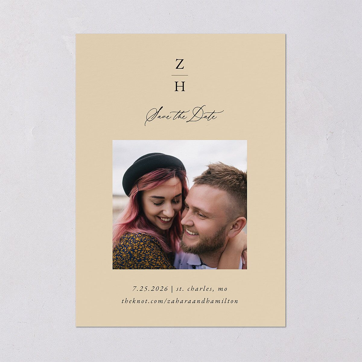 Peacock Nouveau Save The Date Cards Gold Tan Signature smooth Blank No Standard