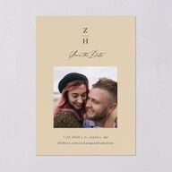 Peacock Nouveau Save The Date Cards Gold Tan Signature smooth Blank No Standard